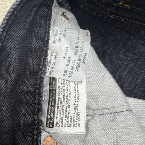 Levi's 501 Black Jean Men's Button Fly Denim Pants, Size 34 x 31 - Picture 7 of 11